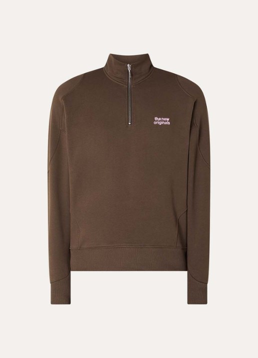 The New Originals Sweater met halve rits en logo