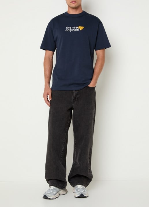 The New Originals T-shirt met logo- en backprint - voorkant 2 donkerblauw