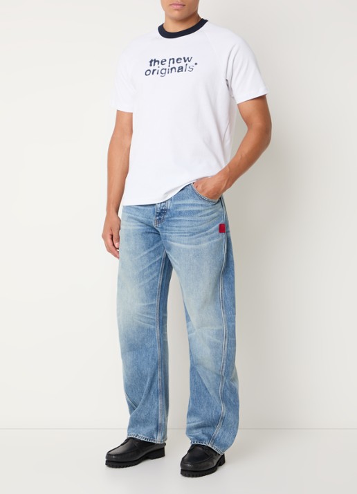 The New Originals Twisted Seam loose fit jeans met medium wassing - voorkant 2 indigo