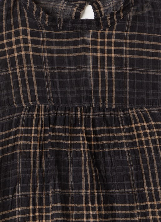 The New Society Aira top met ruitdessin - detail donkerblauw