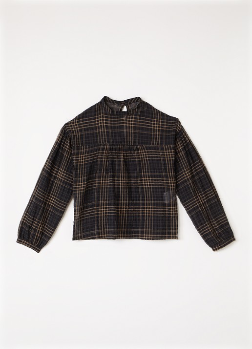 The New Society Aira top met ruitdessin - voorkant 2 donkerblauw
