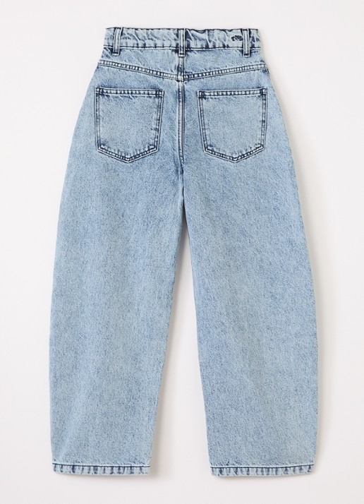 The New Society Balloon fit jeans met lichte wassing - voorkant 2 lichtblauw