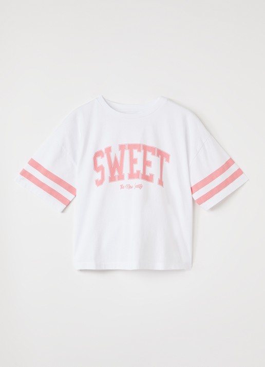 The New Society Daylily T-shirt met print - voorkant roze