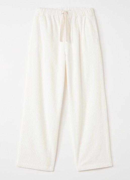The New Society Elio loose fit broek van corduroy - voorkant 5 wit