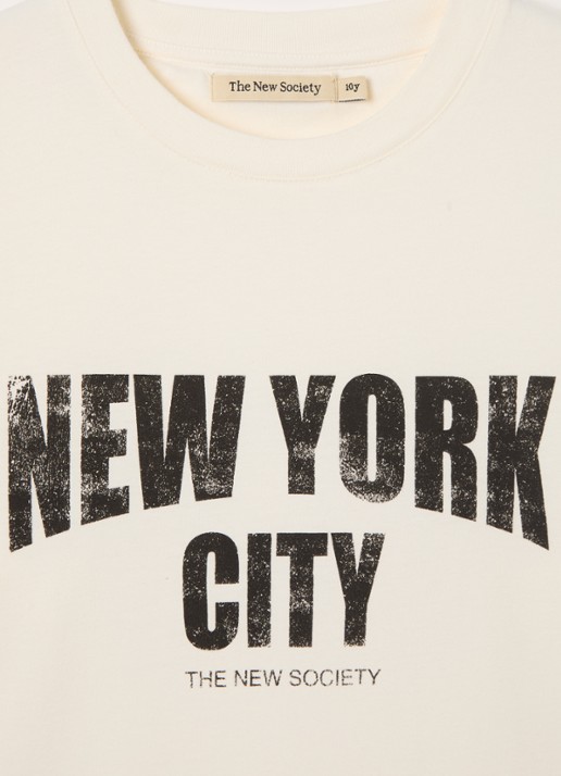 The New Society Kay T-shirt met logoprint - detail 3 gebroken wit