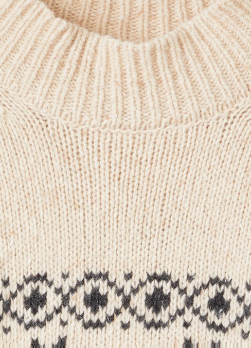 The New Society Lilo grofgebreide trui met ingebreid patroon - detail 3 beige