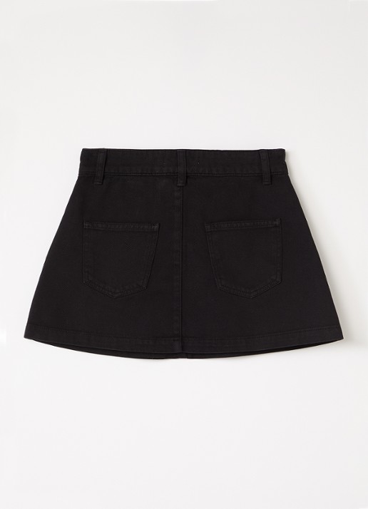 The New Society Spijkerrok met studs - voorkant 3 zwart