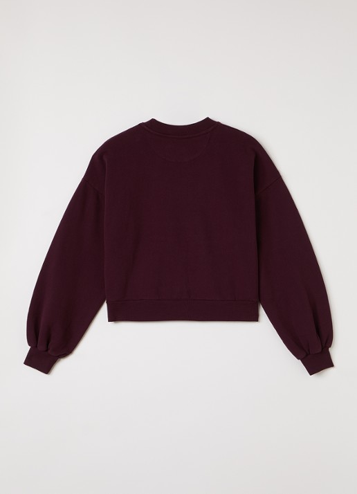 The New Society Sweater met logoprint - voorkant 3 bordeauxrood
