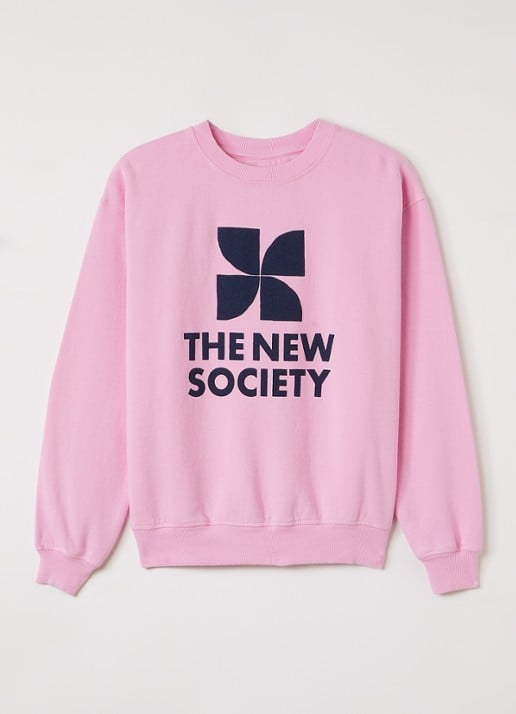 The New Society Sweater met logoprint - voorkant 2 lila