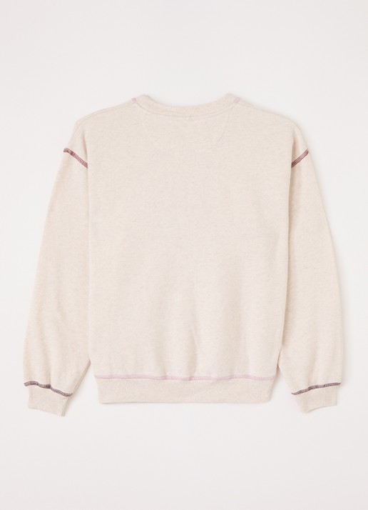 The New Society Sweater met logoprint - voorkant 2 gebroken wit
