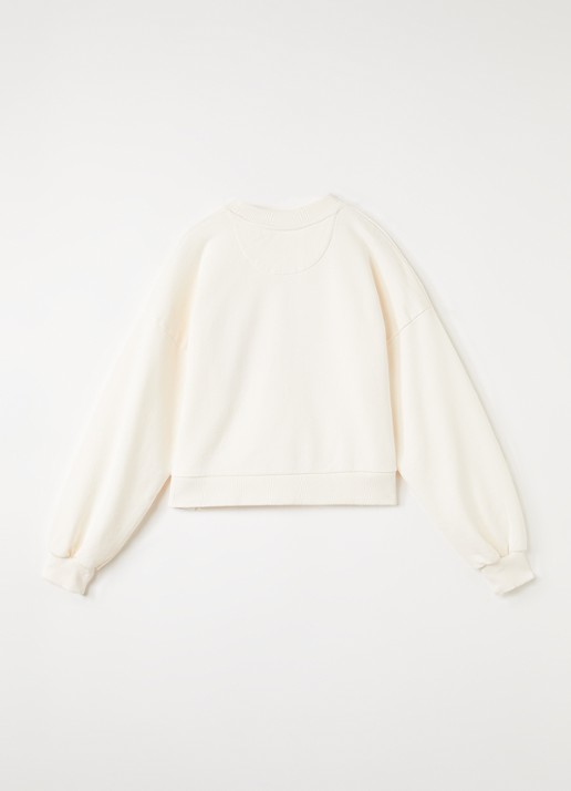 The New Society Tansy sweater met logoprint - voorkant 4 creme