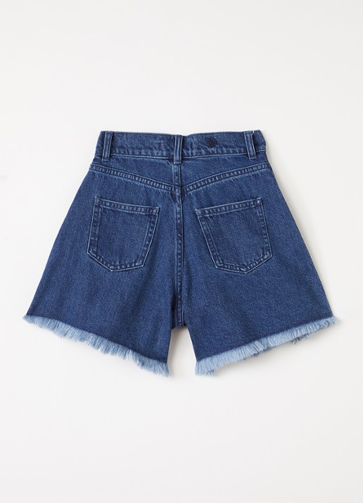 The New Society Wide fit korte broek van denim - voorkant 3 indigo