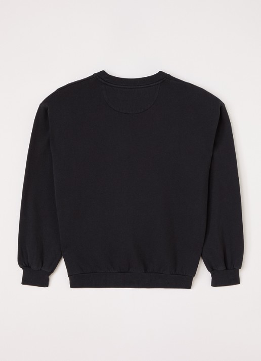 The New Society Willow sweater met logoprint - voorkant 3 zwart