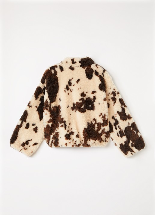 The New Society Wynn jack van teddy met dierenprint - achterkant bruin