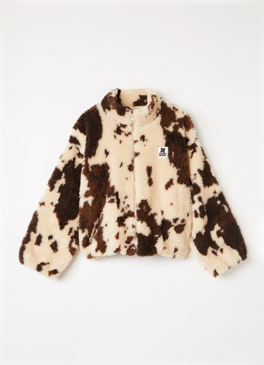 The New Society Wynn jack van teddy met dierenprint - voorkant 2 bruin