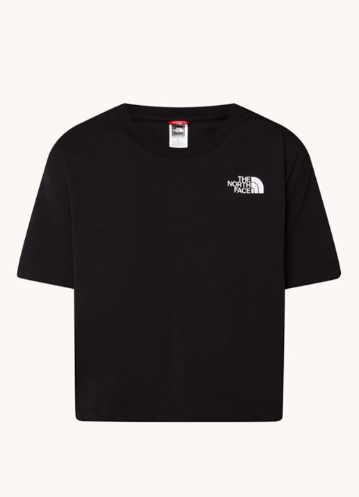 The North Face Cropped T-shirt met logo - voorkant zwart