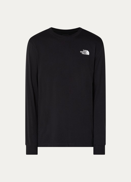 The North Face Evolution longsleeve met logo- en backprint - voorkant zwart