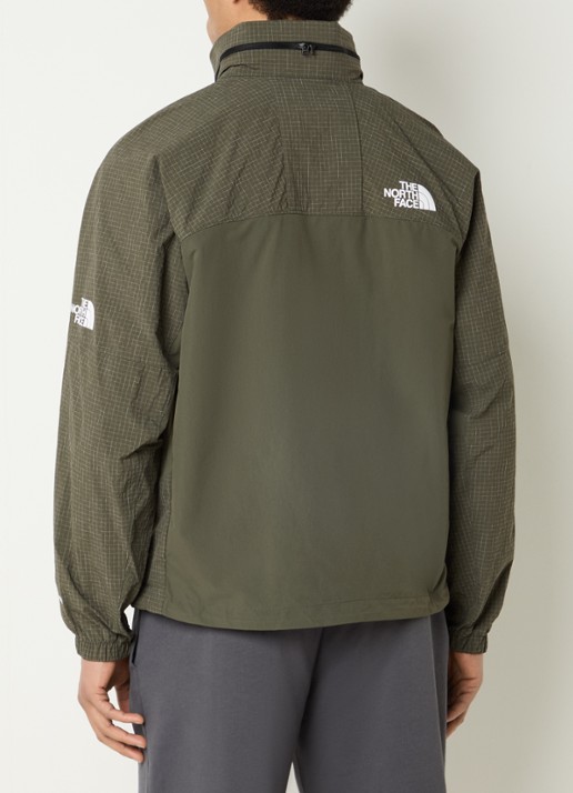 The North Face Jack met ruitdessin en ritszakken - achterkant 3 olijfgroen