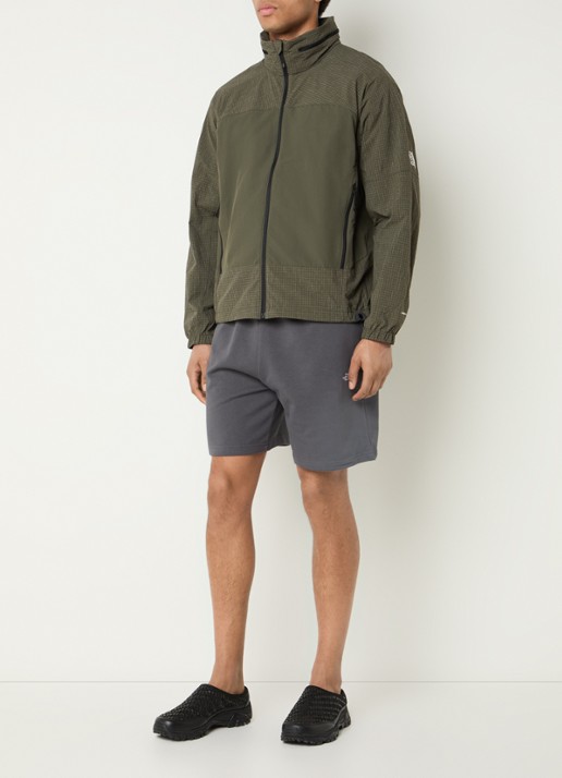 The North Face Jack met ruitdessin en ritszakken - voorkant 2 olijfgroen