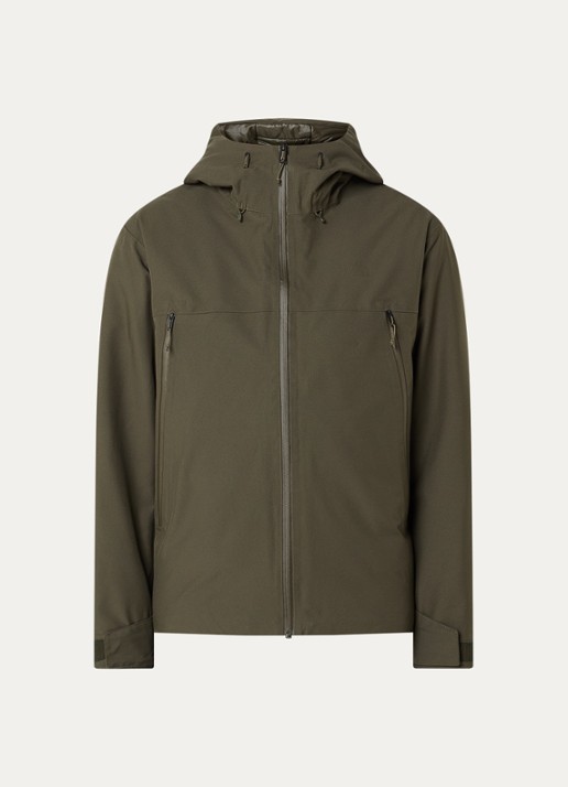 The North Face Range gewatteerd jack met donsvulling en capuchon - voorkant olijfgroen