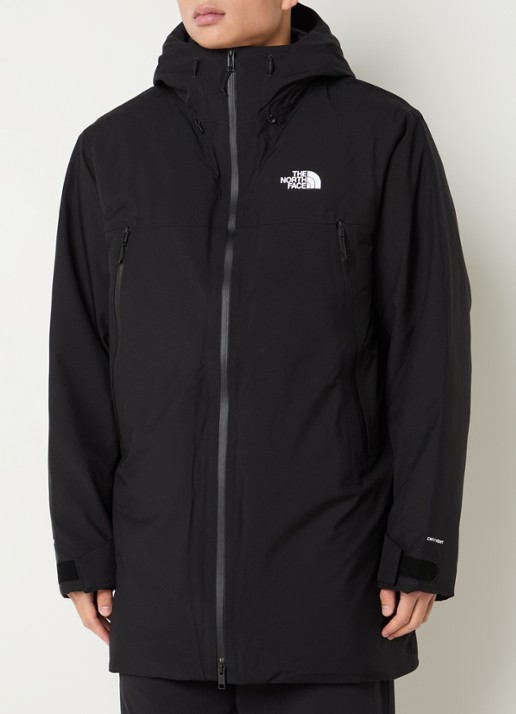 The North Face Range gewatterde parka met donsvulling - detail zwart