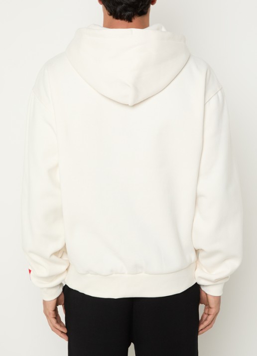 The North Face Red box hoodie met logo - achterkant gebroken wit