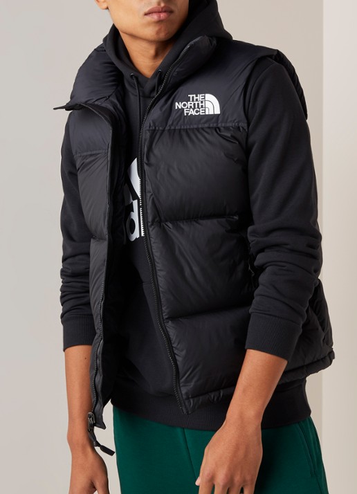 The North Face Retro Nuptse gewatteerde bodywarmer met donsvulling - detail 4 zwart
