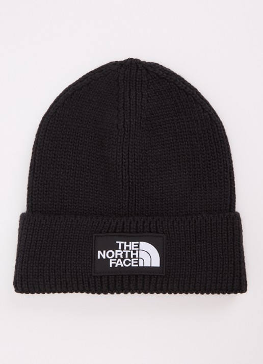The North Face The Logo Box grofgebreide muts  - voorkant zwart