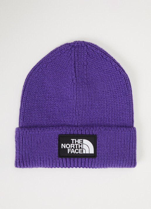 The North Face The Logo Box grofgebreide muts  - voorkant paars