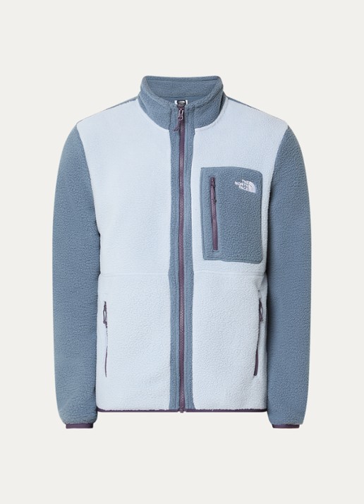 The North Face Yumiori jack van teddy met logoborduring en ritszakken - voorkant 2 staalblauw