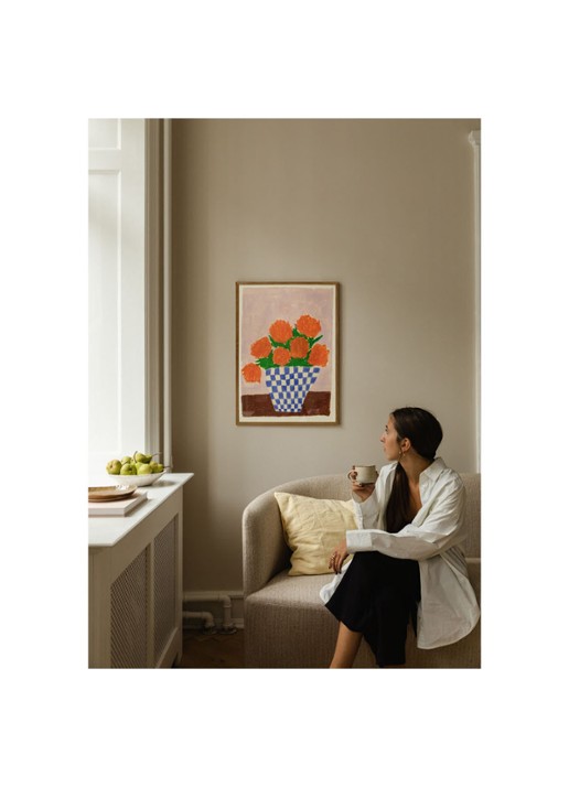 THE POSTER CLUB Carla Llanos, Orange Flowers print - achterkant 4 multicolor