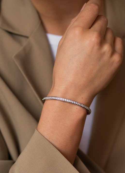 TI SENTO - Milano Bangle van zilver met zirkonia 2298ZI - voorkant 2 zilver