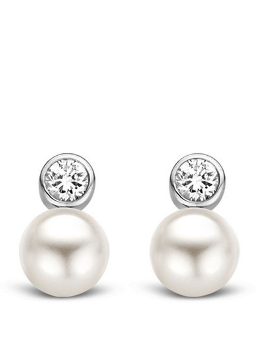 TI SENTO - Milano Oorstekers van zilver met zirkonia 7590PW - voorkant parelmoer