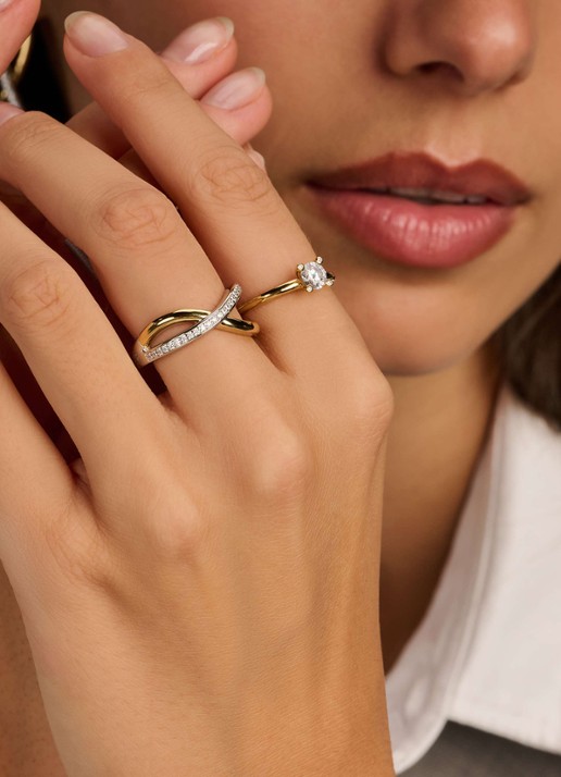 TI SENTO - Milano Ring met zirkonia 12436ZY - voorkant 5 goud
