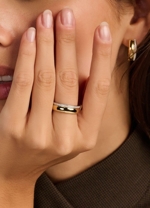 TI SENTO - Milano Ring met zirkonia 12448ZY - voorkant 5 goud