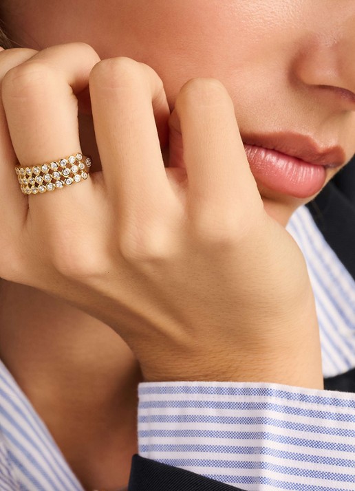 TI SENTO - Milano Ring met zirkonia 12450ZY - voorkant 5 goud
