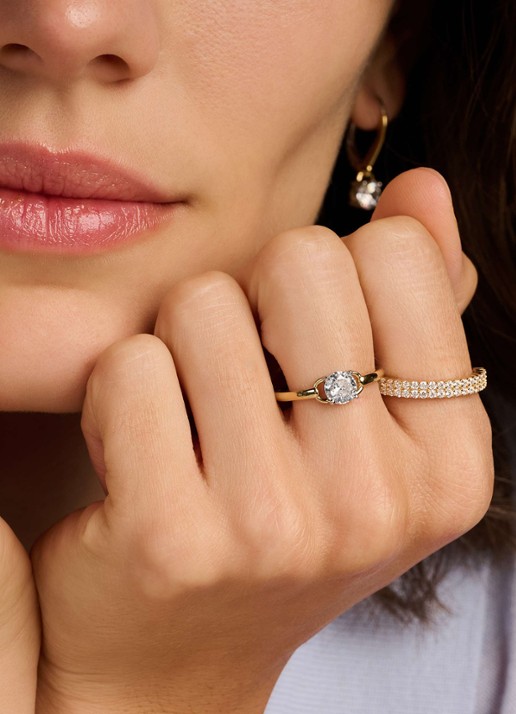 TI SENTO - Milano Ring met zirkonia 12452ZY - voorkant 5 goud
