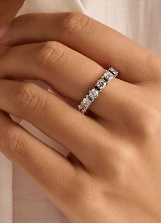 TI SENTO - Milano  Ring van zilver 12434ZI - voorkant 2 goud