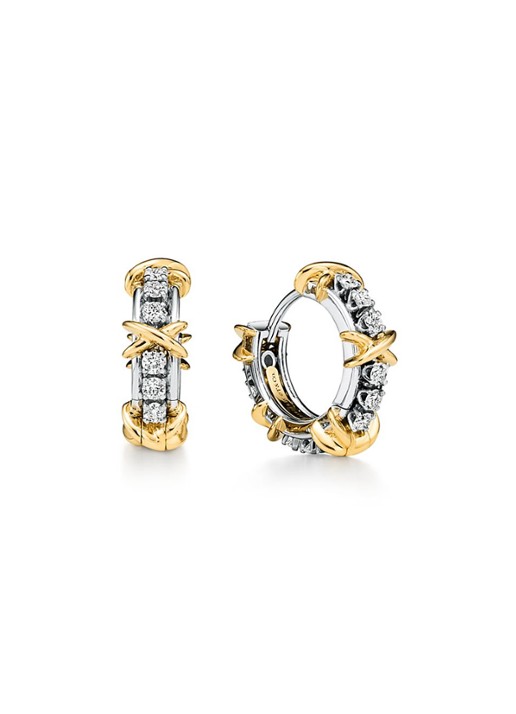 Tiffany & Co. 16 Stone oorringen van 18 karaat geel- en witgoud met diamant 82383