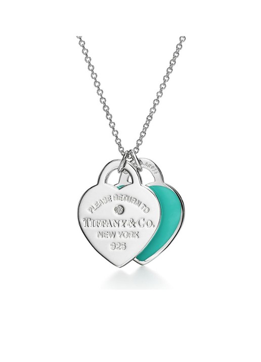 Tiffany & Co. Blue Double Heart Tag Small ketting van sterling zilver met diamant 76434 - achterkant undefined