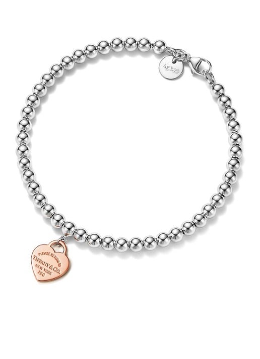 Tiffany & Co. Heart Tag kralenarmband van sterling zilver en roségoud 18727
