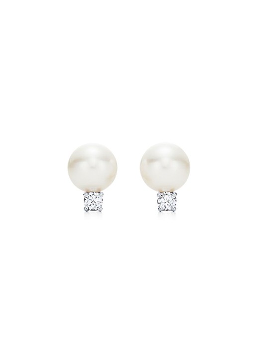 Tiffany & Co. Oorknopjes van witgoud met parel en diamant 44786