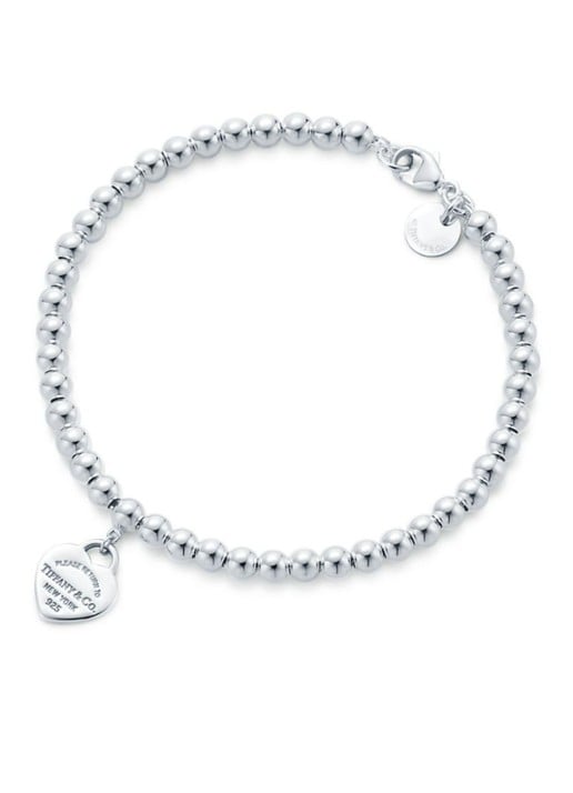 Tiffany & Co. Pink Heart Tag Bead kralenarmband van sterling zilver, 4 mm 67427