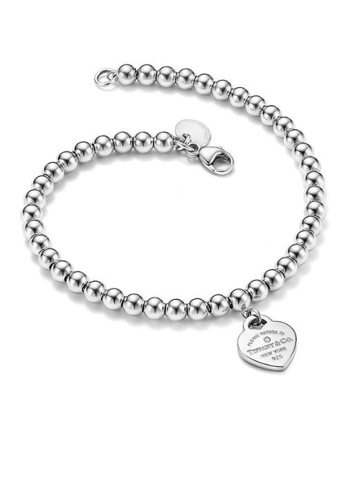 Tiffany & Co. Pink Mini Heart kralenarmband van sterling zilver met diamant, 4 mm 18481 - detail 4 undefined