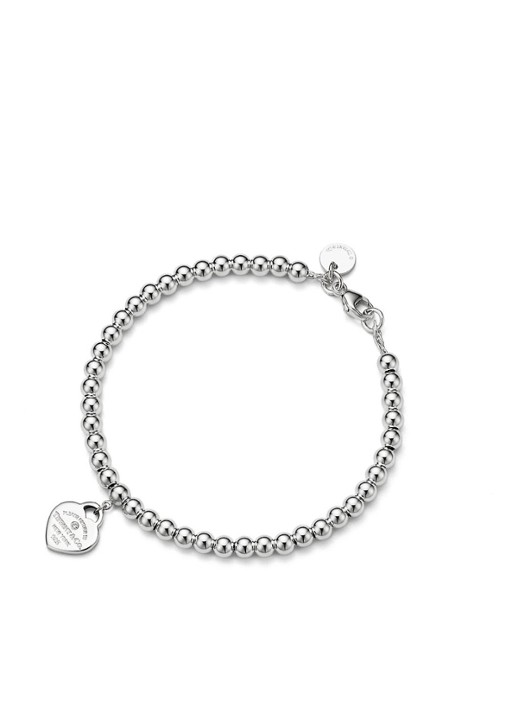 Tiffany & Co. Pink Mini Heart kralenarmband van sterling zilver met diamant, 4 mm 18481 - voorkant 2 undefined
