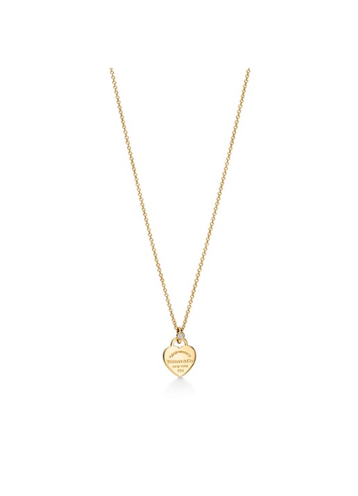 Tiffany & Co. Return to Tiffany™ Mini Heart Tag ketting van 18 karaat geelgoud met diamant 84380