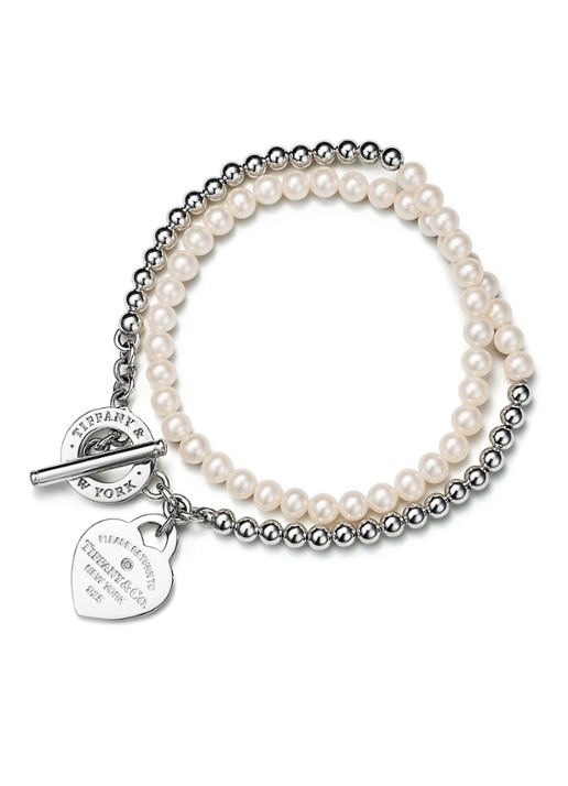 Tiffany & Co. Small wikkelarmband van sterling zilver met zoetwaterparel en diamant 29578