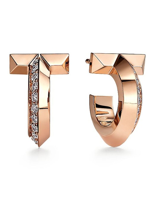 Tiffany & Co. T1 oorbellen van 18 karaat roségoud met diamant 28693