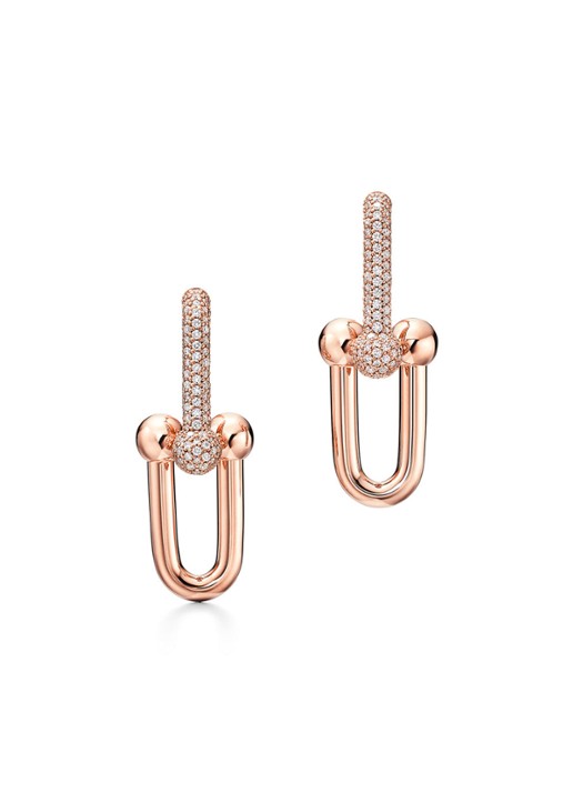 Tiffany & Co. Tiffany HardWear Large Link oorhangers van 18 karaat roségoud met pavé diamant 75385