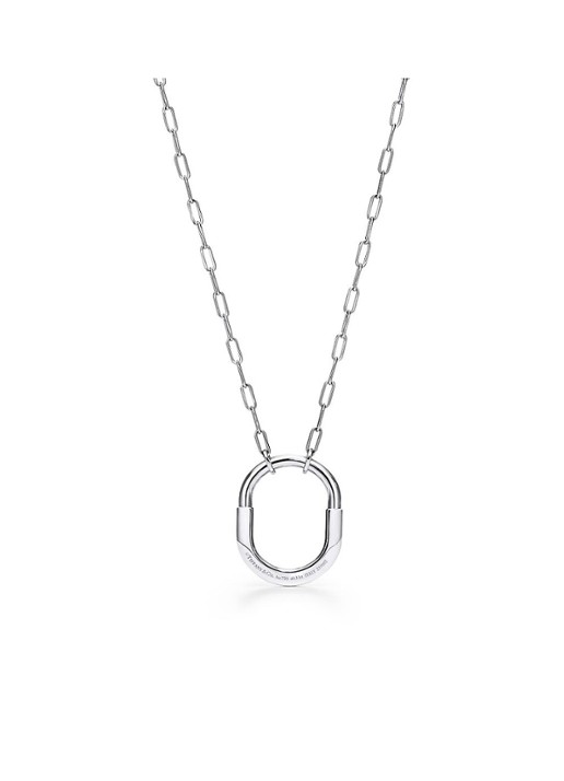 Tiffany & Co. Tiffany Lock medium hanger van 18 karaat witgoud met diamanten 77290 - detail undefined
